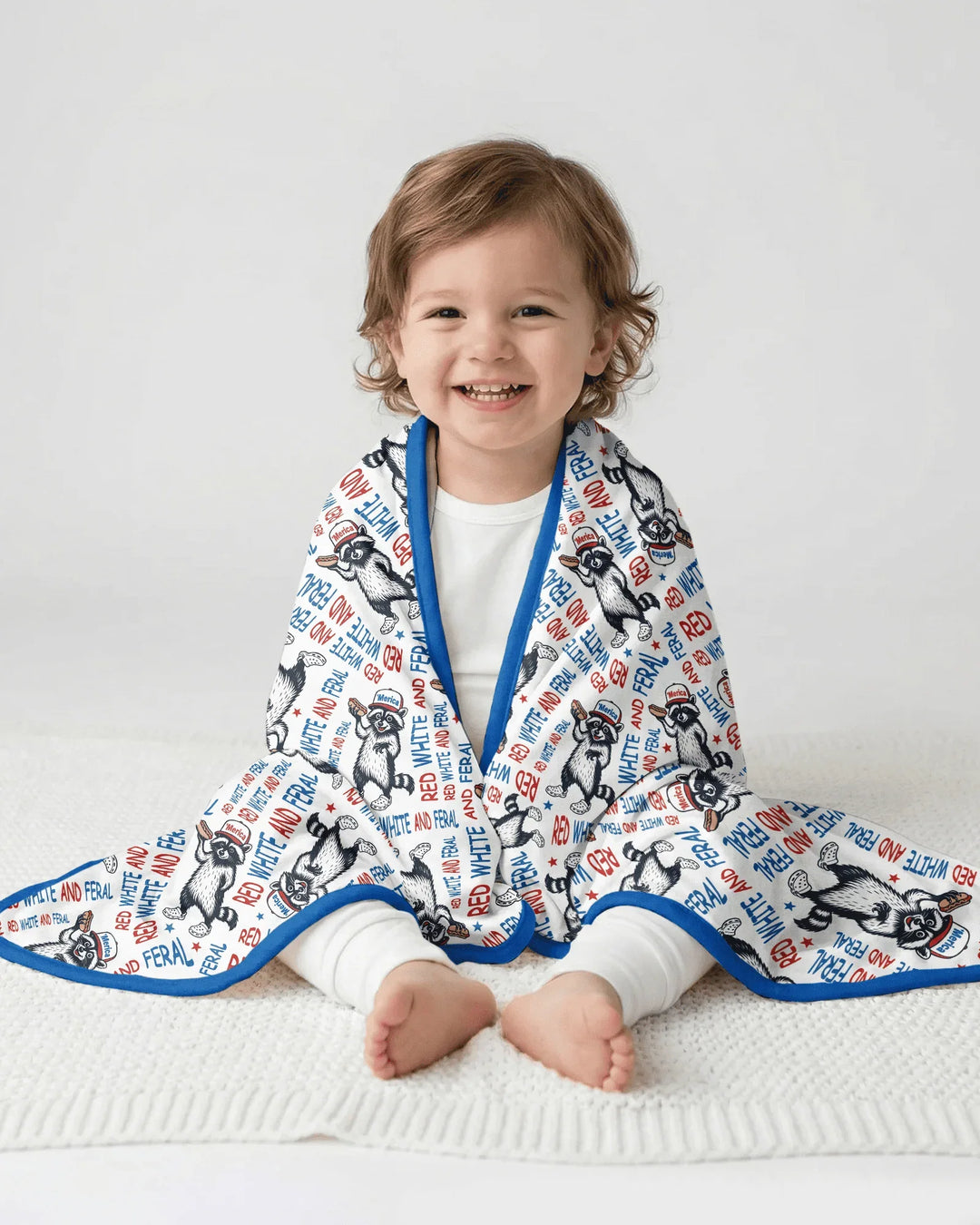 Red White and Feral Bamboo Blanket