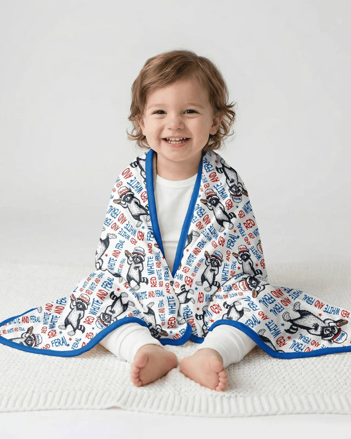 Red White and Feral Bamboo Blanket