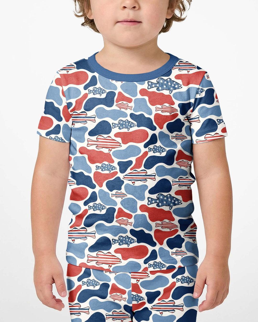 Reel America Daddy & Me Matching Bamboo Two Piece Short Sleeve Shorts Pajama Set