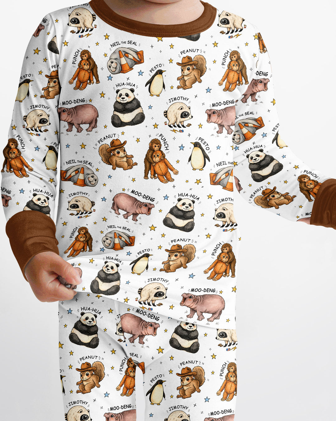 Cute Viral Animals Bamboo Two Piece Long Sleeve Pajama Set