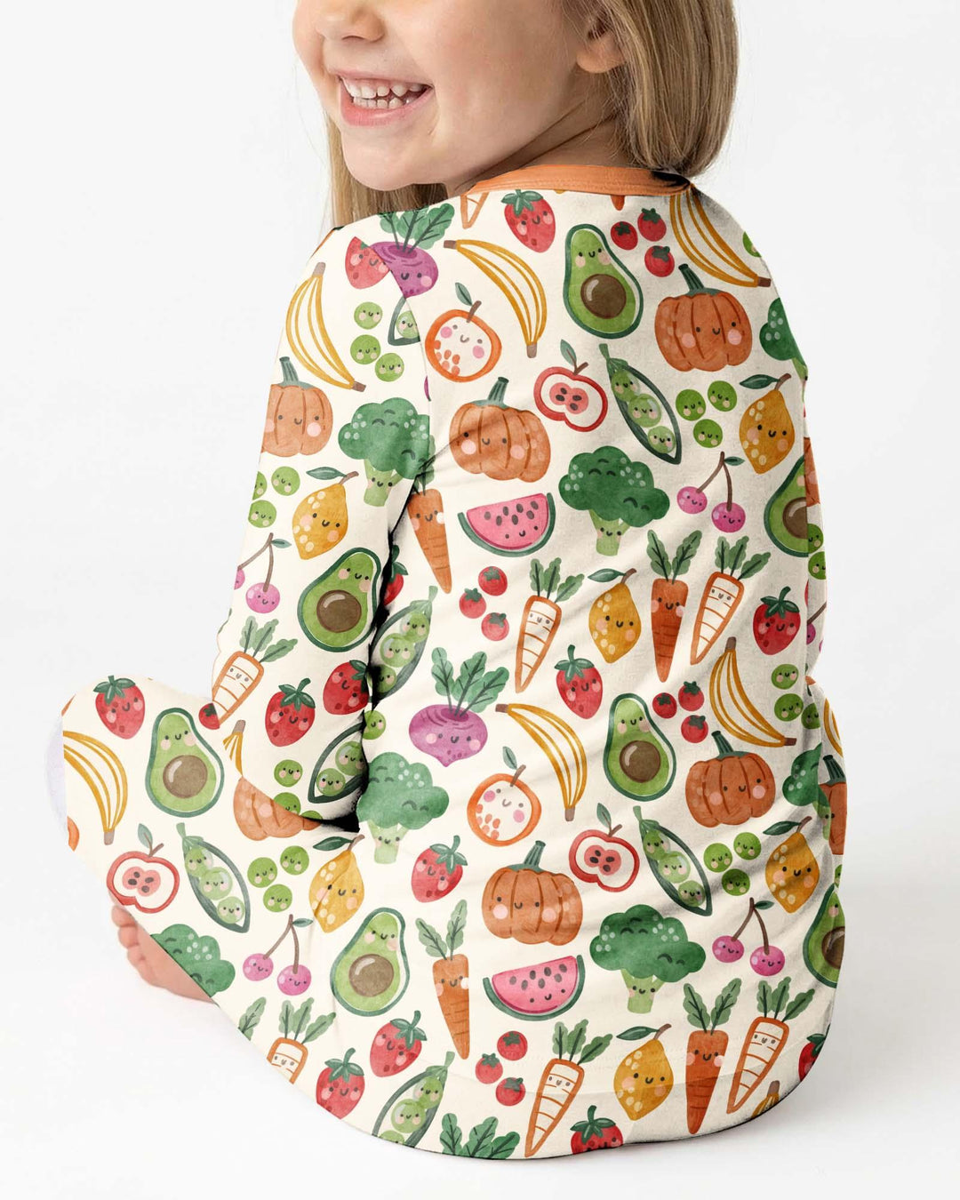 Zweiteiliges Langarm-Pyjama-Set mit Sommerfrüchten
