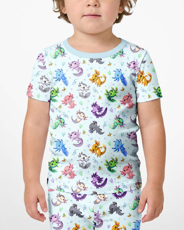Conjunto de Pijama de Dos Piezas de Bambú con Mangas Cortas y Pantalones Cortos