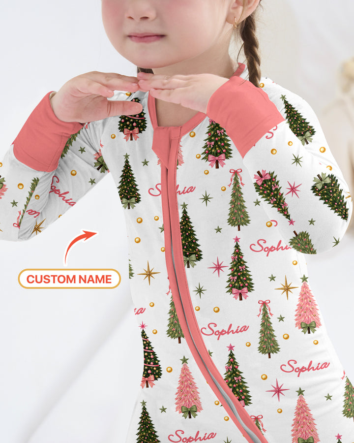 Custom Name Merry Christmas Tree Bamboo Convertible Zippy