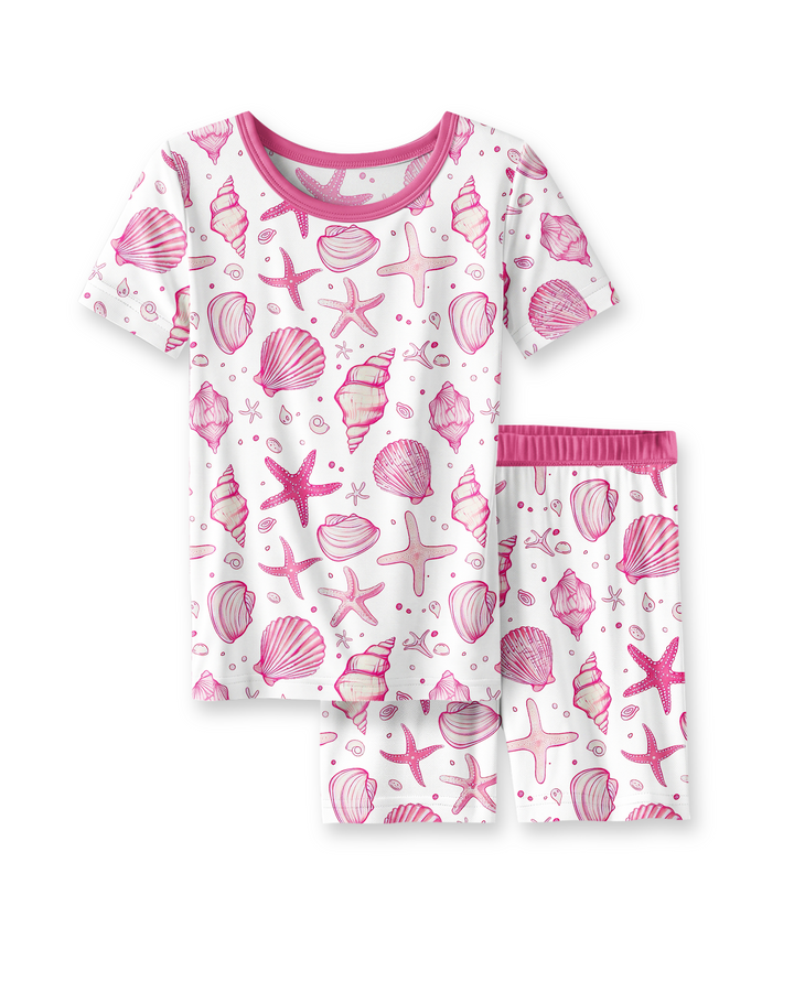 Coastal Charm Family Matching Bamboo Two Piece Short Sleeve Shorts Pajama Set