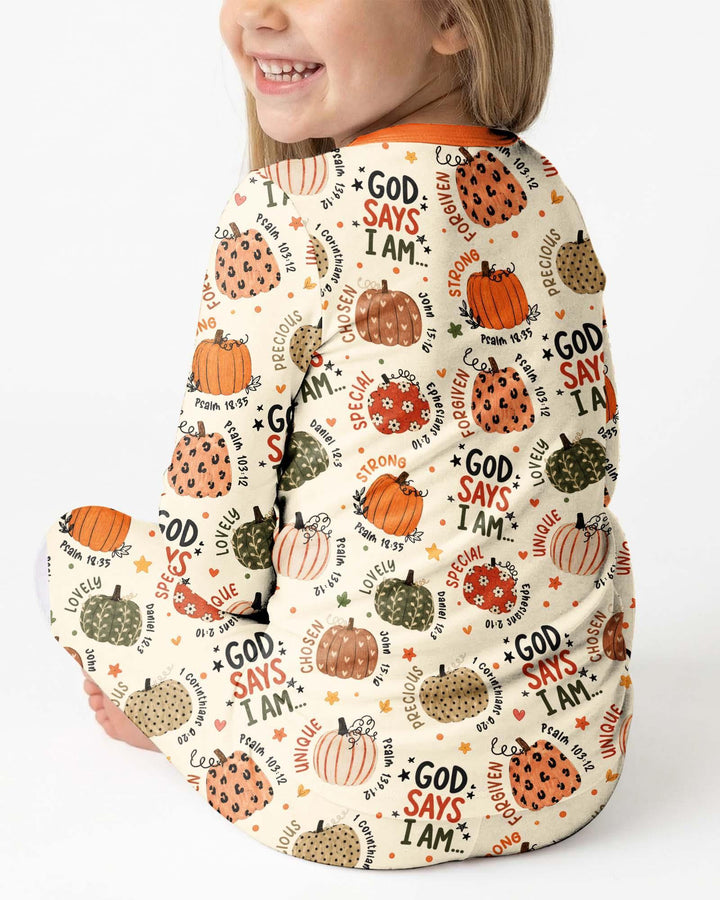 Fall God Says I Am Bamboo Two Piece Long Sleeve Pajama Set