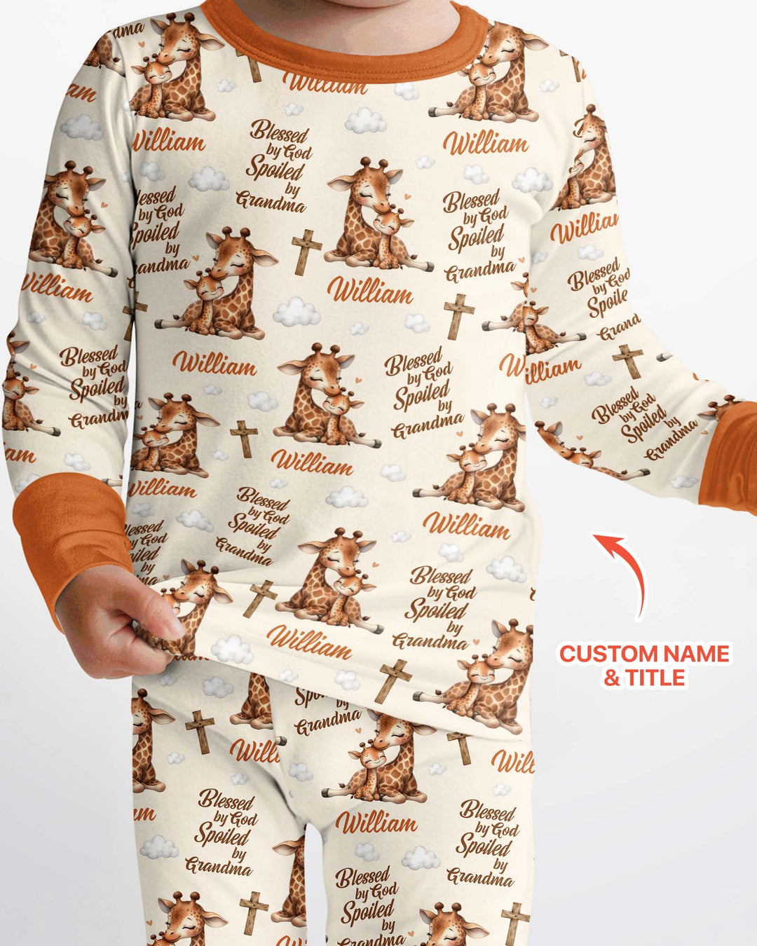 Custom Name Blessed By God Spoiled By Grandma Bamboo Two Piece Long Sleeve Pajama Set