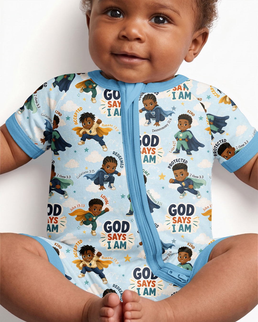God Says I Am Black Superheroes Bamboo Shorty Zippy