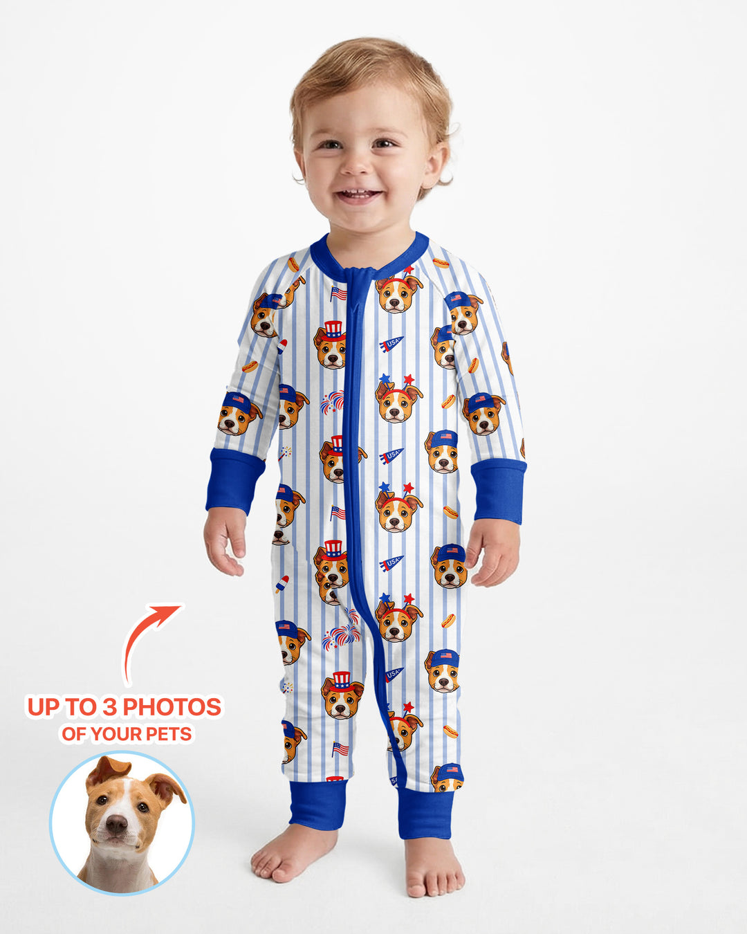 Custom Pet Image 4th of July Family Matching Bamboo Convertible Zippy