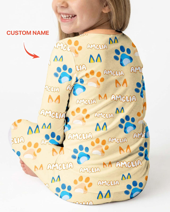 Conjunto de pijama de dos piezas de bambú con mangas largas, plantilla PERSONALIZADA