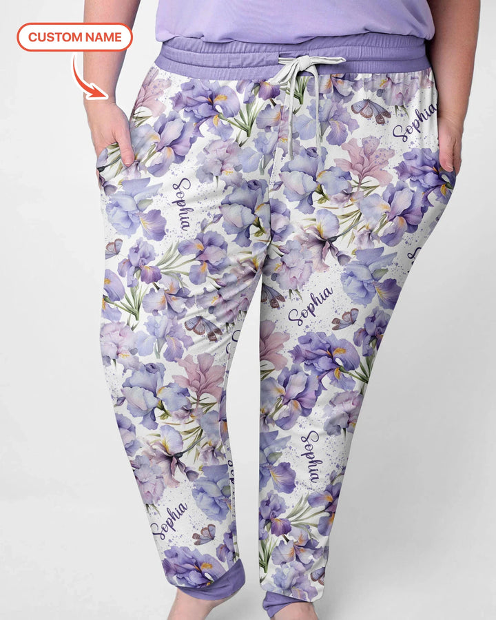 Benutzerdefinierter Name Geburtsmonatsblumen Bambus Damen Schlafanzug-Set