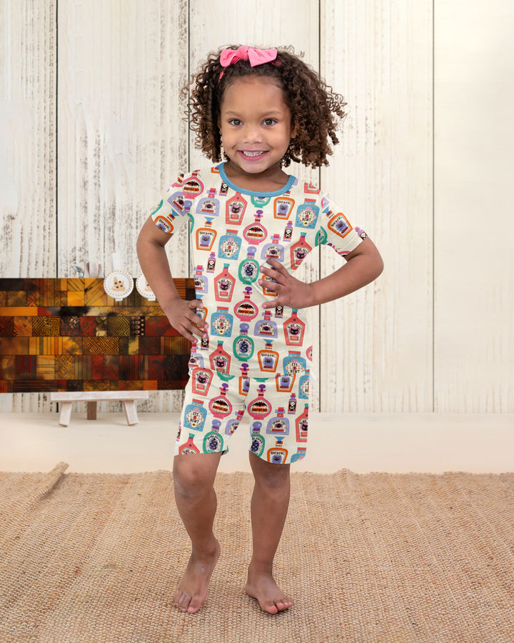 Retro Halloween Potions Bamboo Two Piece Short Sleeve Shorts Pajama Set