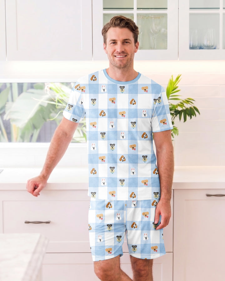 Plaid Pals Family Matching Bamboo Men Short Sleeve Short Pajama Set