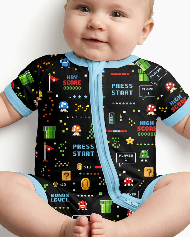 Pixel Game Lover Matching Bamboo Shorty Zippy