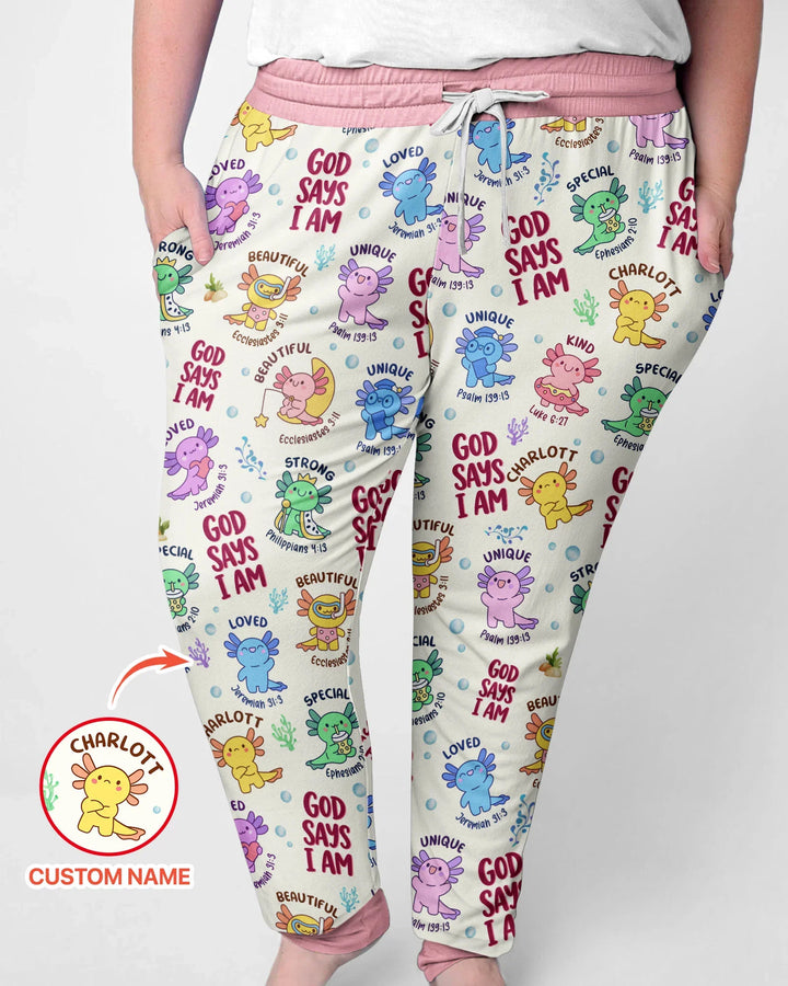 Axolotl God Says I Am Custom Name Bamboo Women Pajama Set
