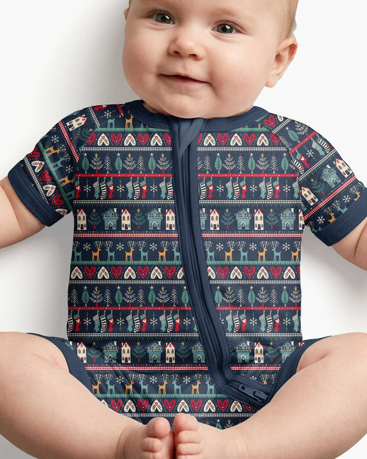 Vintage Nordic Christmas Bamboo Shorty Zippy