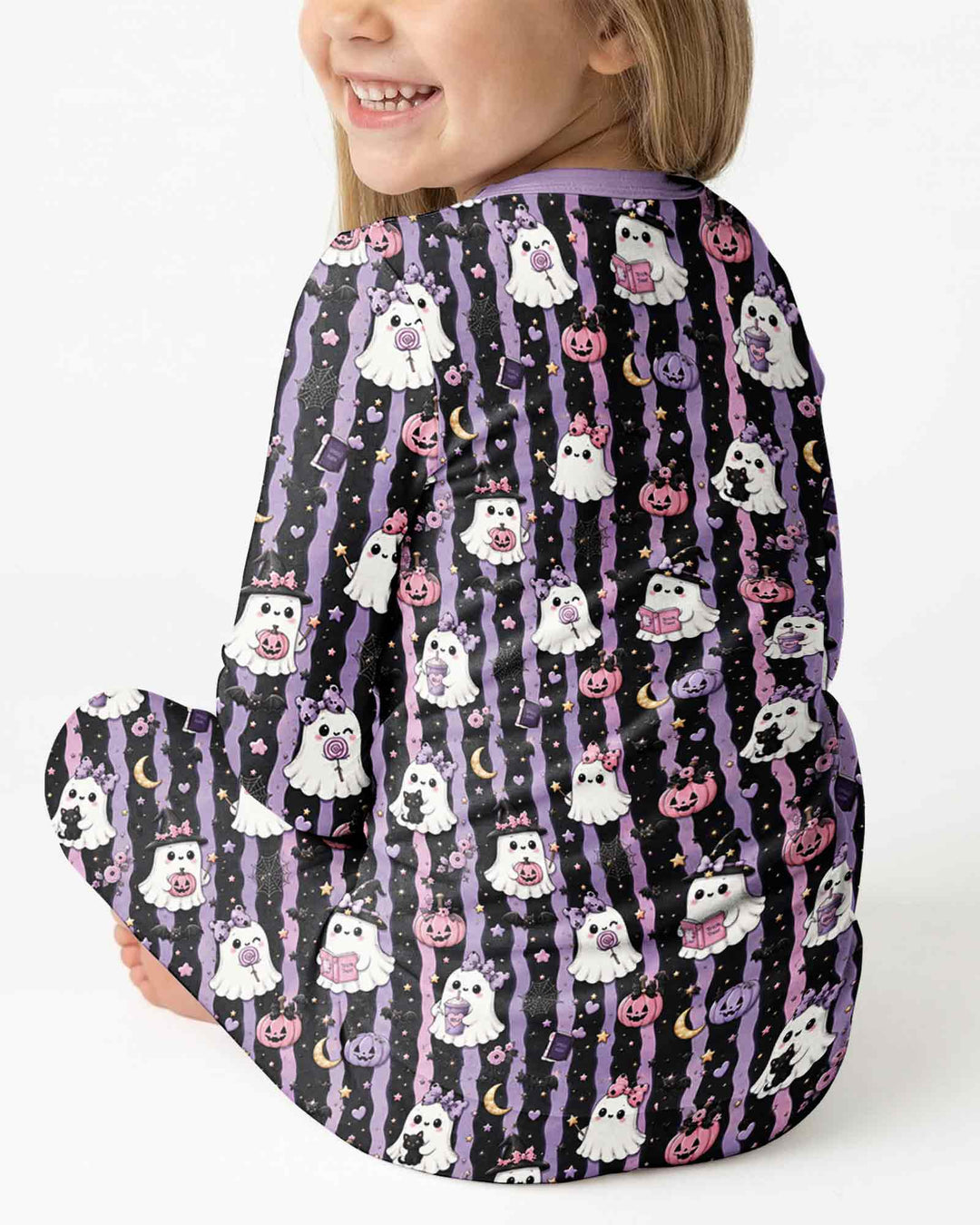 Cute Ghost Halloween Bamboo Two Piece Long Sleeve Pajama Set