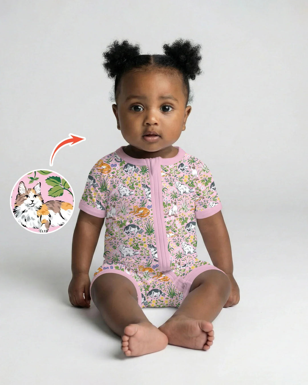 Kitten Garden Family Matching Bamboo Shorty Zippy