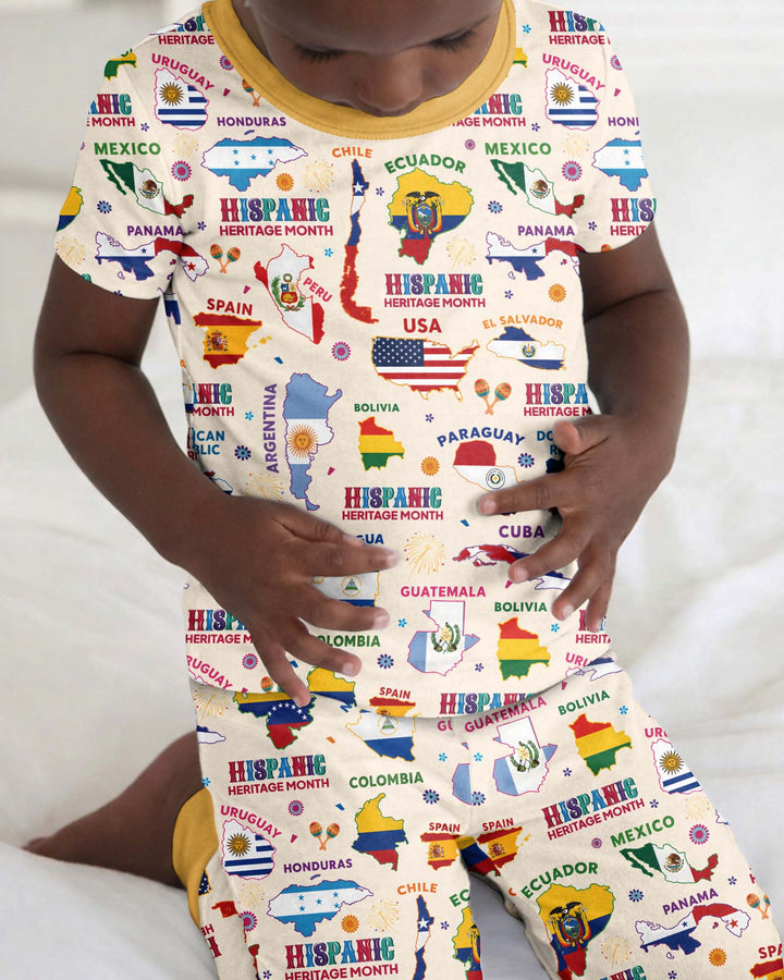 Conjunto de pijama de dos piezas de manga corta de bambú