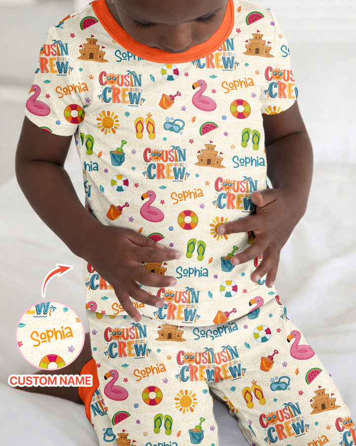 Conjunto de pijama de dos piezas de bambú de manga corta, plantilla personalizada