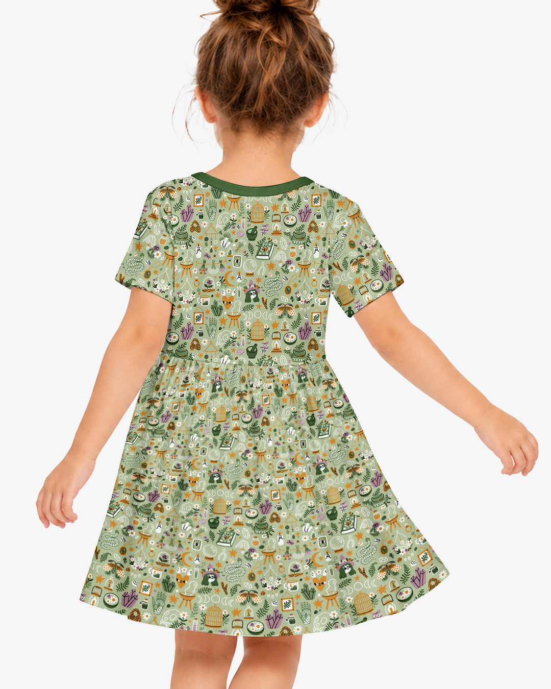 Boho Witchy Celestial Magic Floral Bamboo Twirl Dress