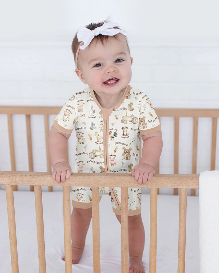 Old McDonald Farm Family Matching Bamboo Shorty Zippy