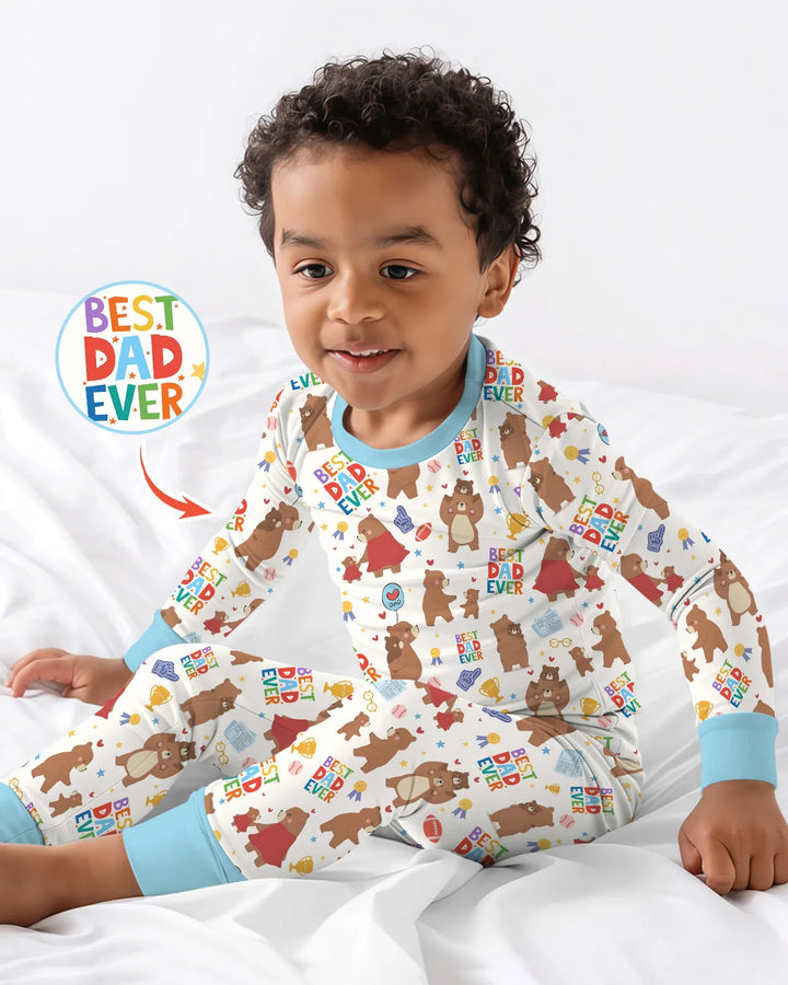 Best Daddy Bear Ever Family Matching Bamboo Two Piece Long Sleeve Pajama Set