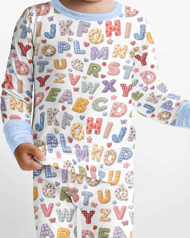 Fabric Alphabet Letters Bamboo Two Piece Long Sleeve Pajama Set