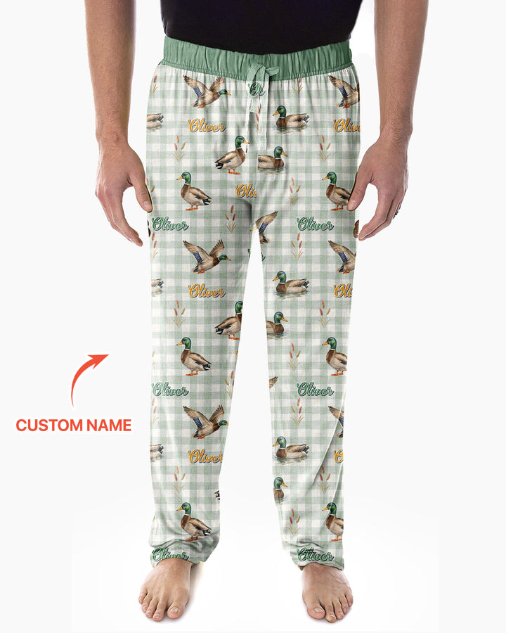 Mallard Duck Custom Name Bamboo Men's Pajama Set