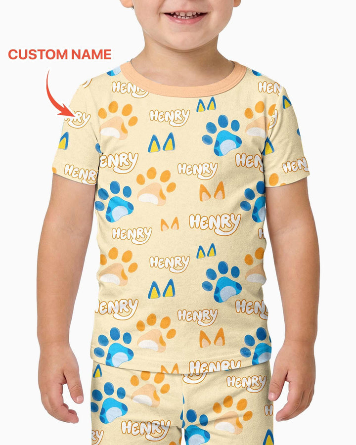Conjunto de pijama de dos piezas de bambú de manga corta, plantilla personalizada