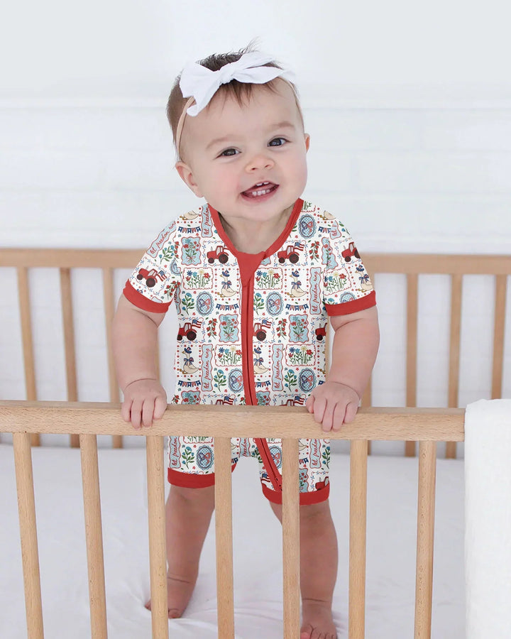Patriotic USA Silly Goose Family Matching Bamboo Shorty Zippy