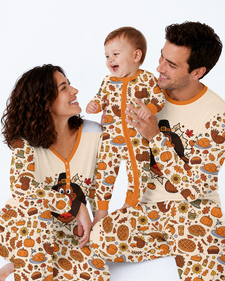 Funny Turkey on Thanksgiving Bamboo Men's Pajama Set