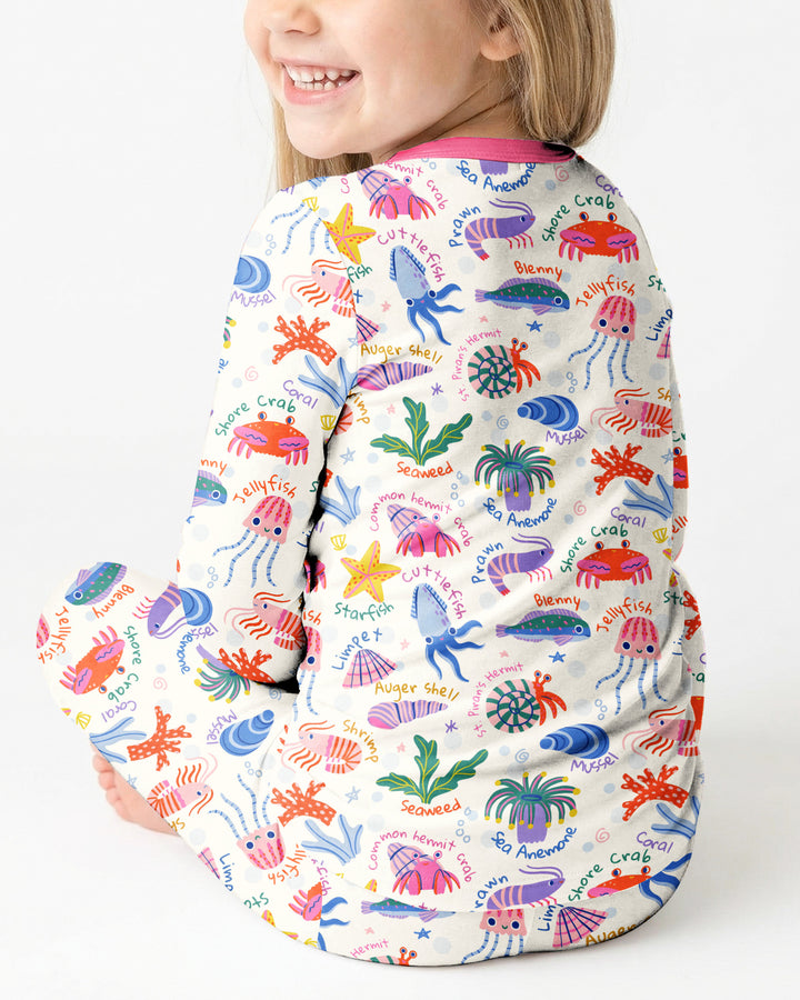 Conjunto de pijama de dos piezas de bambú de manga larga Tide Pool Pals