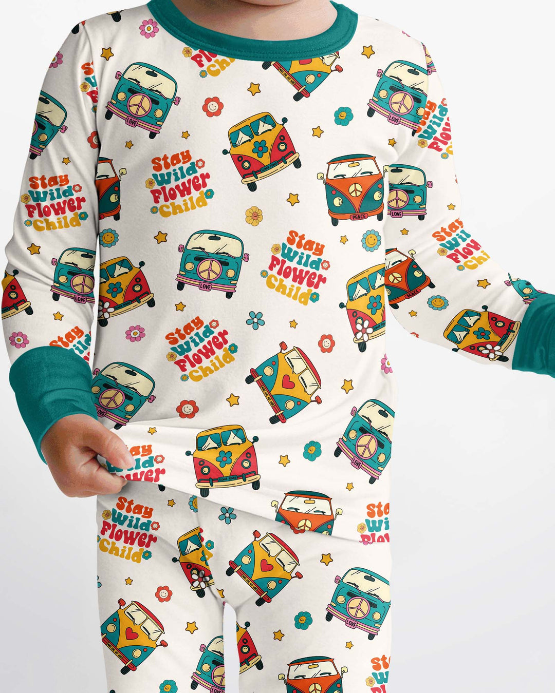 Stay Wild Flower Child Bamboo Two Piece Long Sleeve Pajama Set