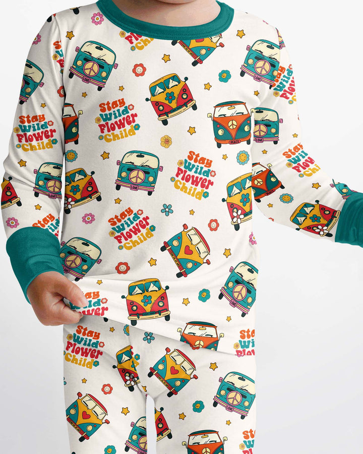 Stay Wild Flower Child Bamboo Two Piece Long Sleeve Pajama Set