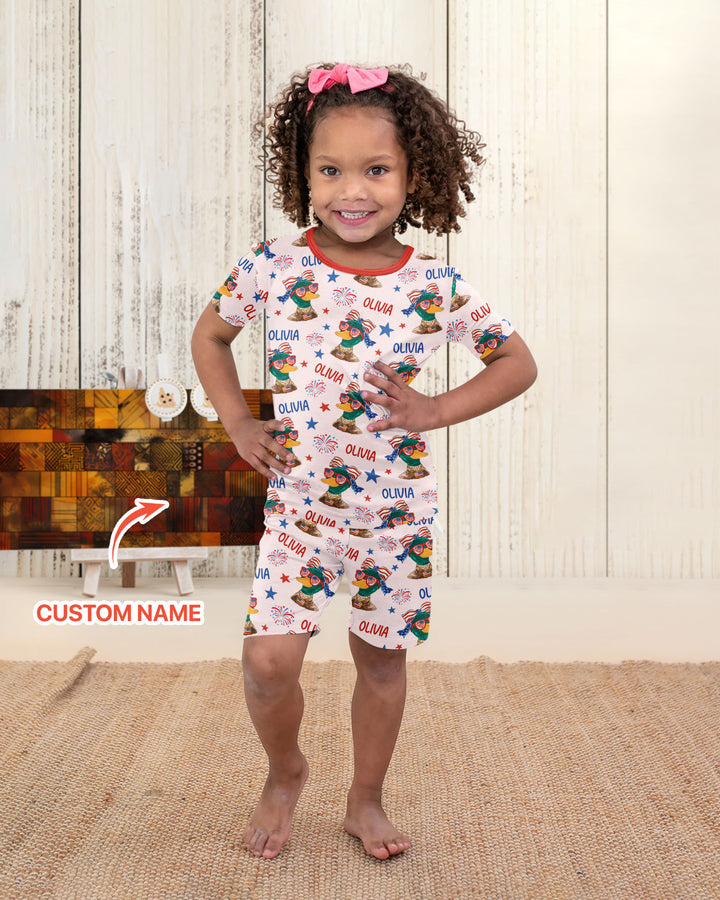 Conjunto de Pijama de Dos Piezas de Bambú con Mangas Cortas y Pantalones Cortos