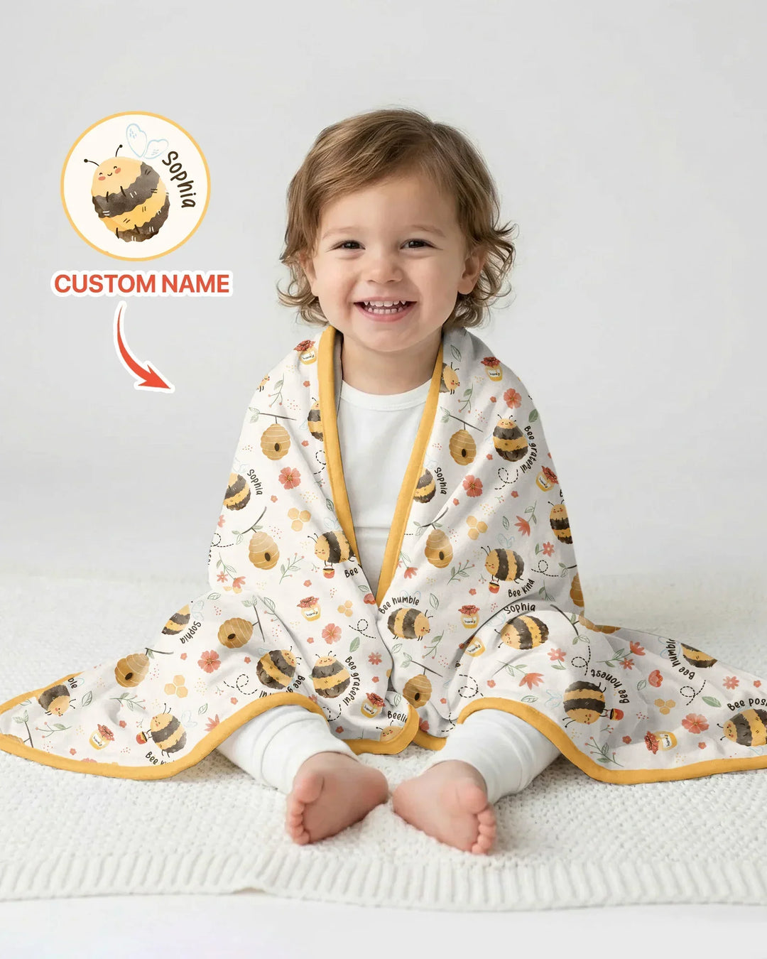 Bee Kind Custom Name Bamboo Blanket