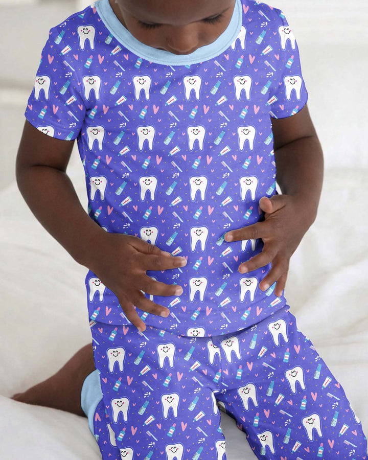 Brushing Teeth Bamboo Two-Piece Short Sleeve Pajama Set
