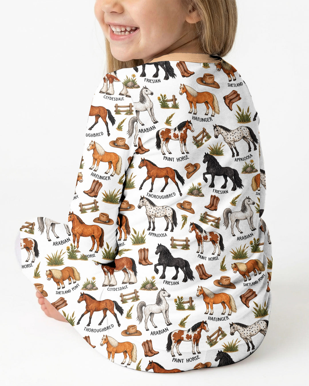 Types Of Horses Bamboo Two Piece Long Sleeve Pajama Set
