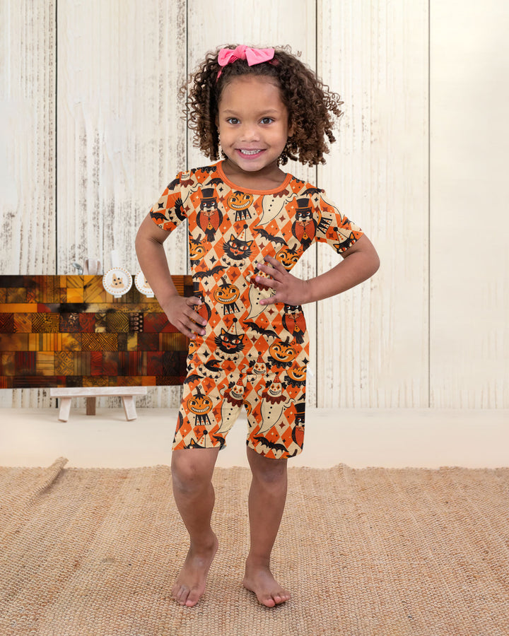 Vintage Halloween Carnival Bamboo Two Piece Short Sleeve Shorts Pajama Set