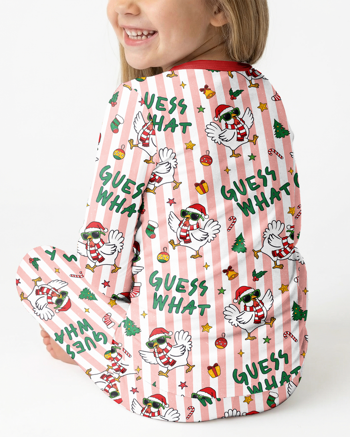Guess What Chicken Butt Christmas Bamboo Two Piece Long Sleeve Pajama Set