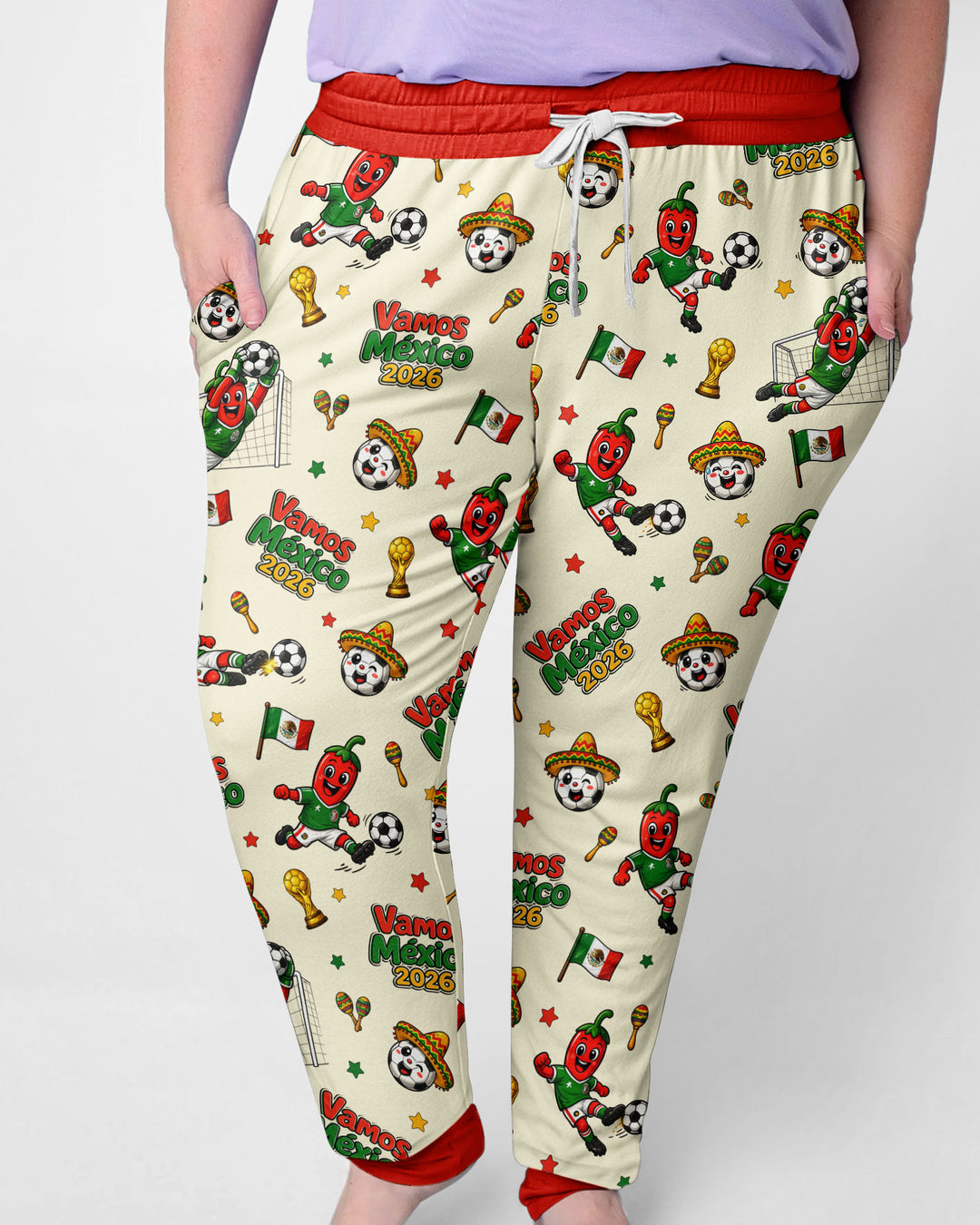 Cartoon World Soccer Vamos Mexico Family Matching Bamboo Women Pajama Set