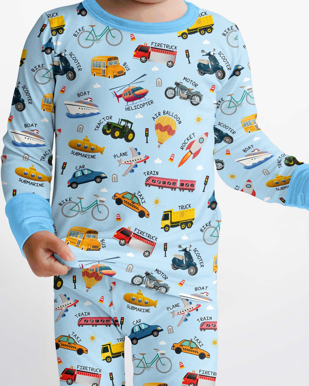 Vehicle Vocabulary Bamboo Two Piece Long Sleeve Pajama Set