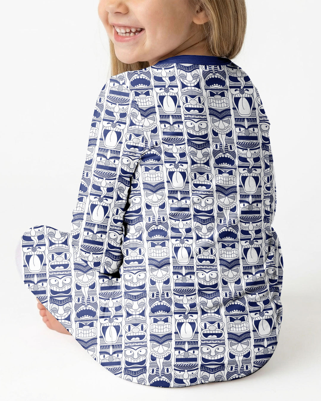 Friendly Totem Pole Figures Bamboo Two Piece Long Sleeve Pajama Set