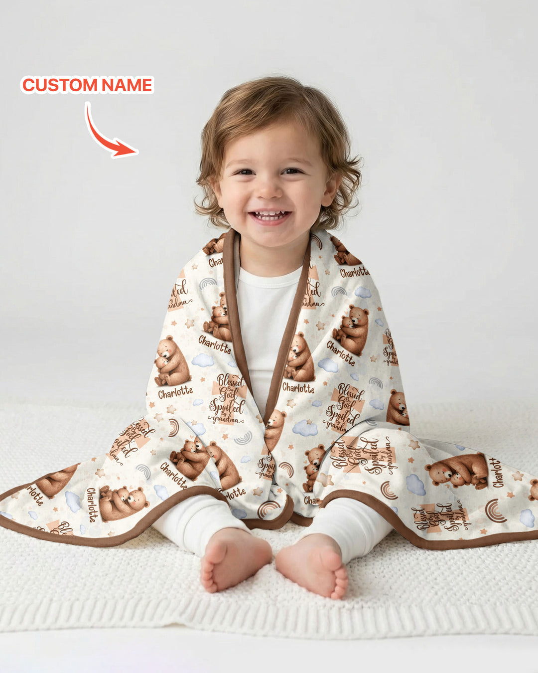 Custom Name Blessed By God Spoiled By Grandma Bamboo Blanket