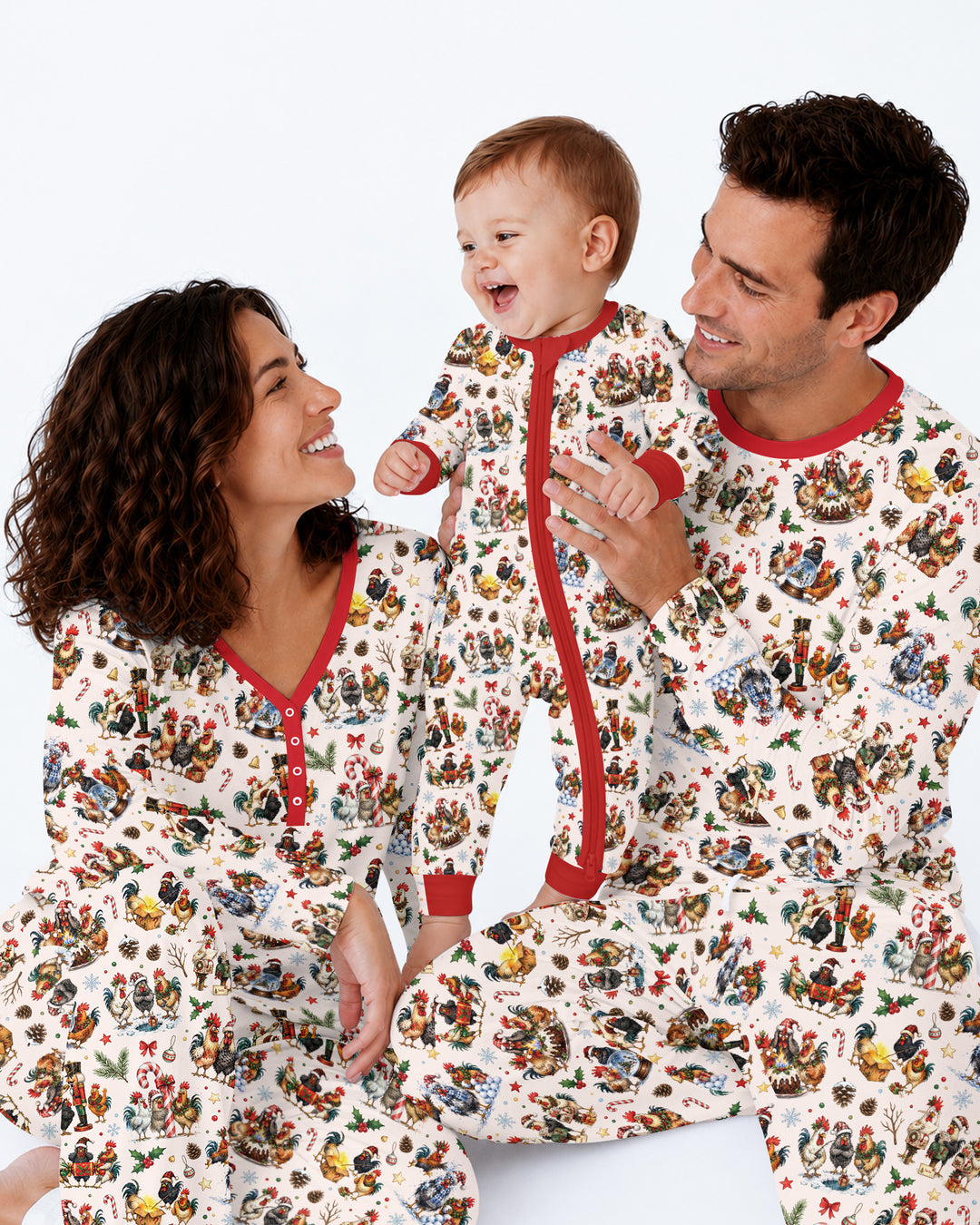 Funny Roosters On Christmas Bamboo Men's Pajama Set