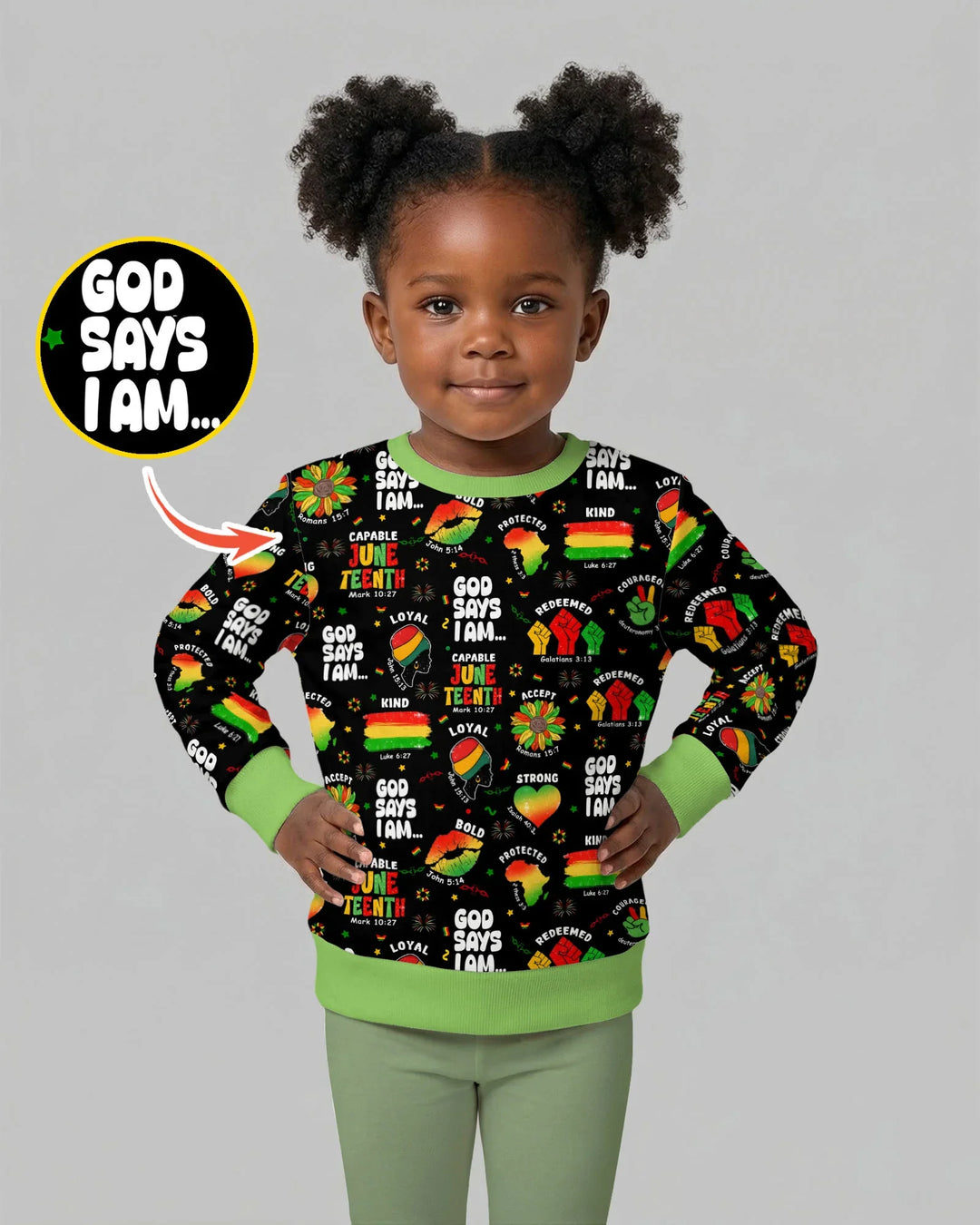 God Says I Am Juneteenth Blessings Bamboo Crewneck Sweatshirt