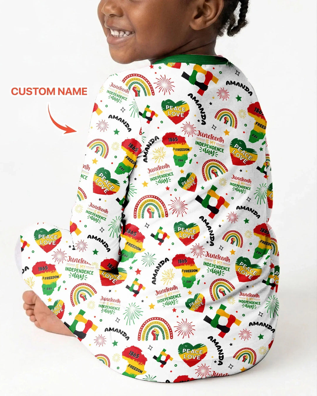 Custom Name Juneteenth Is My Independence Day Bamboo Two Piece Long Sleeve Pajama Set