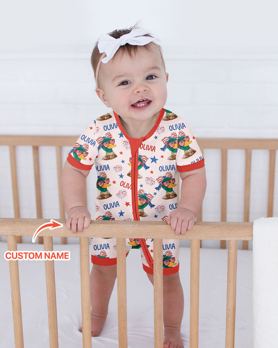 Custom Name Patriotic Mallard Duck  Bamboo Shorty Zippy