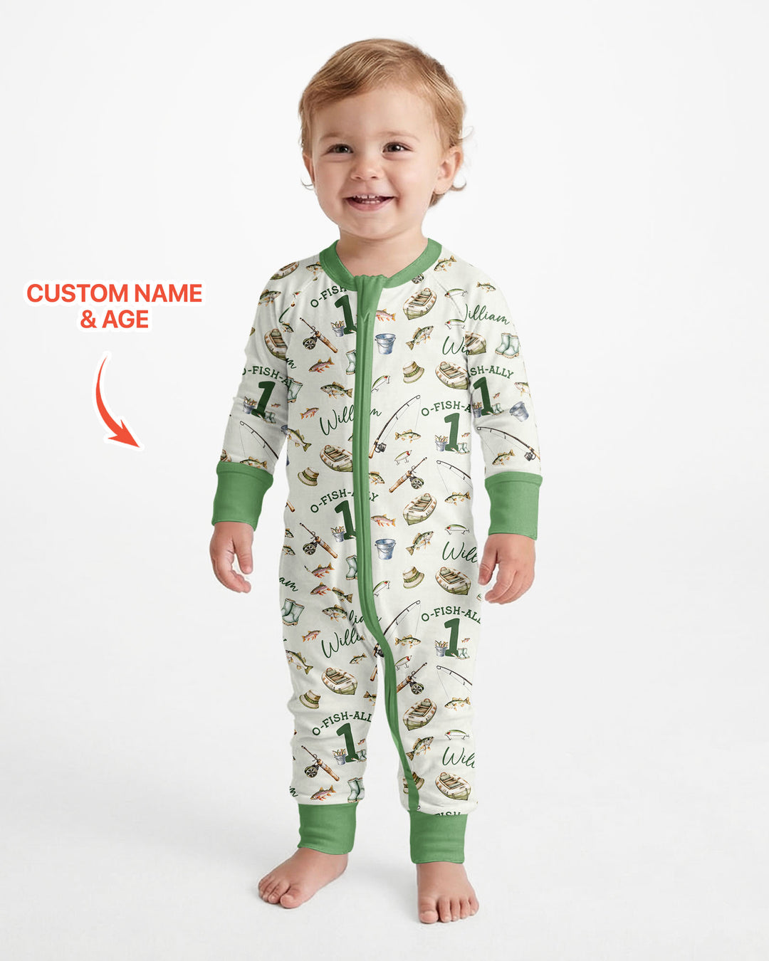 Personalized Fishing Birthday  Bamboo Convertible Zippy