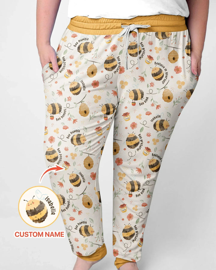 Bee Kind Custom Name Bamboo Women Pajama Set